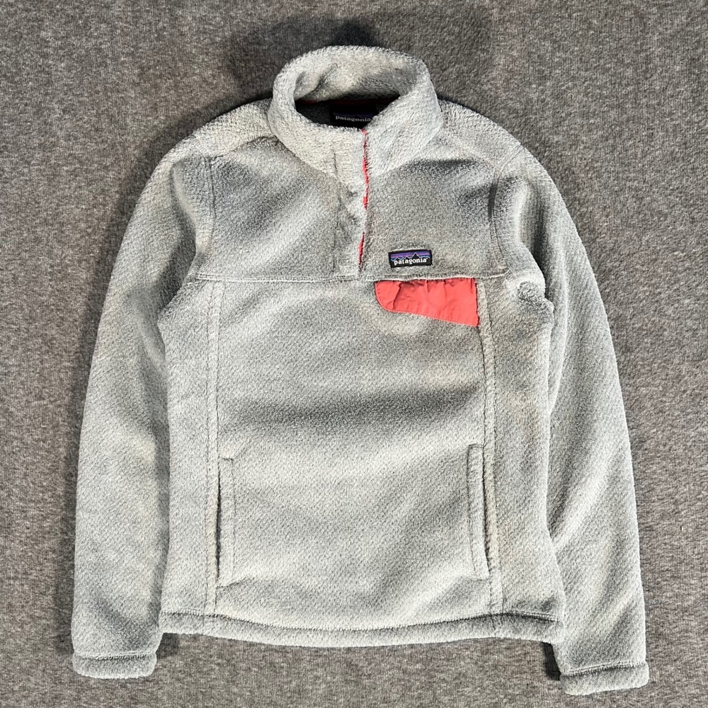 Patagonia Re-Tool Snap-T Fleece Pullover Womens Small Gray Coral Pink 25442